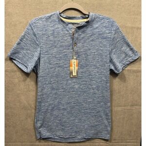 Tallwoods Mens Blue Henley Short Sleeve T Shirt Outdoor  Activewear Small
